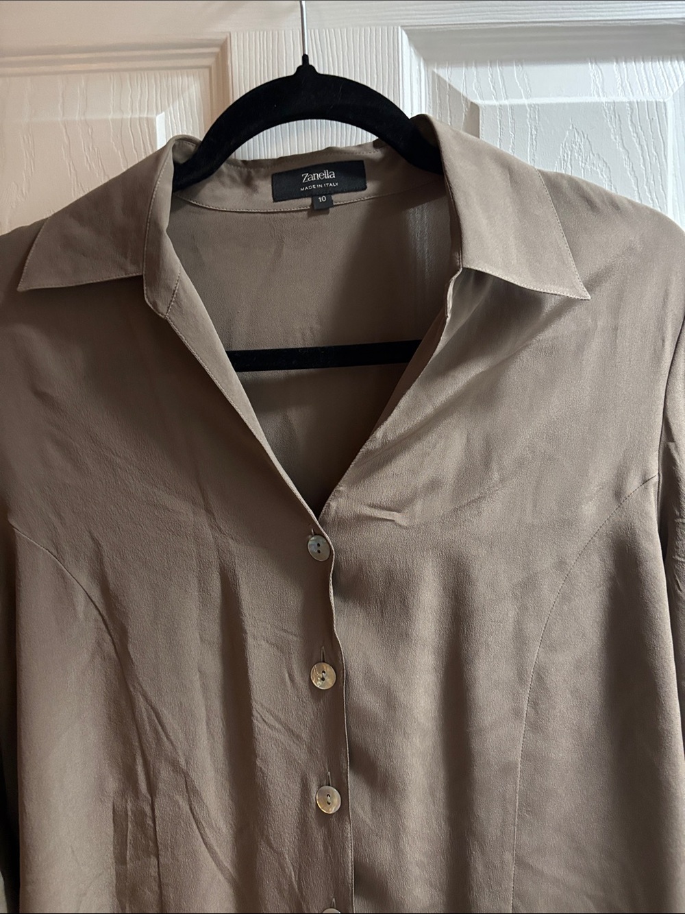 Zanella Taupe Silk-Blend Button Shirt